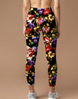 Flower watercolor peonies and pansy leggings