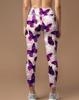 Animal purple flying butterfly leggings