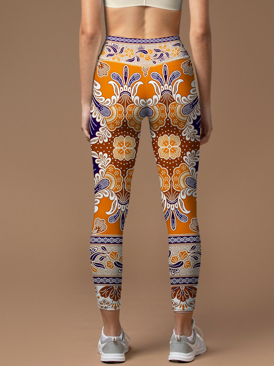 Abstract unique style geometrical border leggings