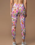 Ethnic colorful hand drawn paisley leggings