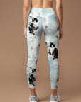 Animal ink painting cat plum blossom leggings