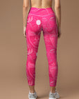 Minimalist line art face pattern rose pink leggings