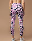 Animal leopard zebra print patchwork pink leggings