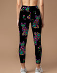 Animal colorful kitty day of the dead leggings