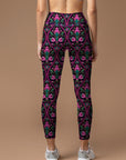 Purple ethnic print design leggings