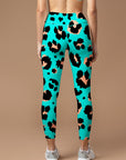 Animal leopard print blue funny leggings