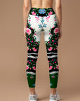 Flower ethnic peony lace leggings