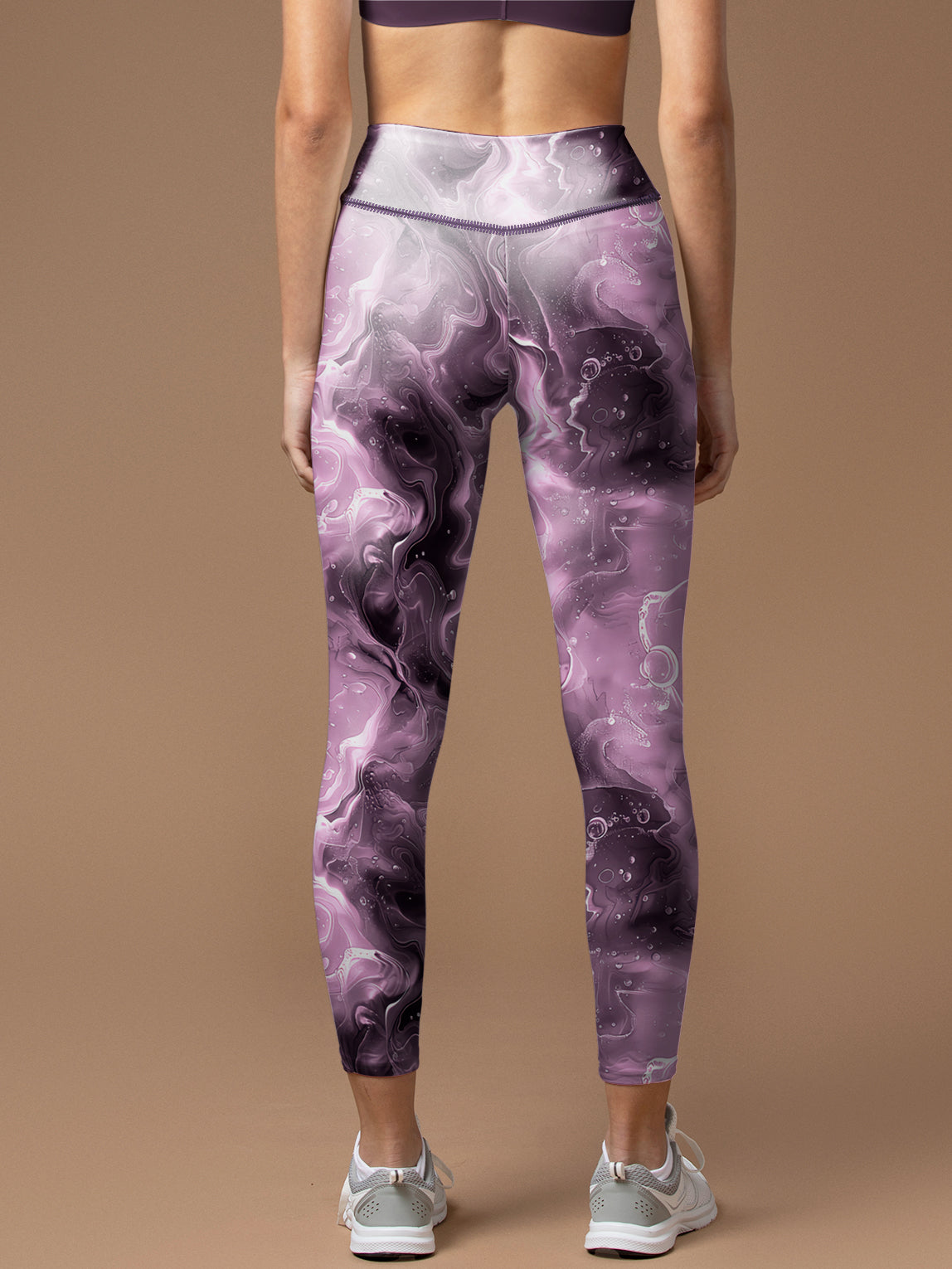 Abstract marble texture purple bubble swirls leggings