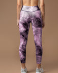 Abstract marble texture purple bubble swirls leggings