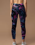 Abstract pink liquid fluid water ripples leggings