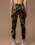 Abstract gold liquid fluid water ripples leggings