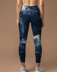 Starry sky moon dark blue leggings