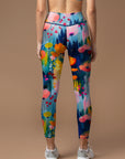 Florals gouache painting bright watercolor leggings