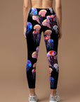 Ocean neon colored jellyfish leggings