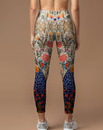 Animal peacock with colorful feathers and flowers leggings