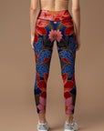 Flowers colorful lotus leaves antique pattern leggings