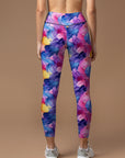 Abstract colorful oil paint smear texture leggings