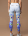 Watercolor purple paisley flowers leggings