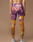 Water ripples with gold sunshine and purple captured leggings