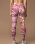 Pink water ripple gold glitter leggings