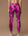 Tie dye pink and green psychedelic colored water ripple leggings