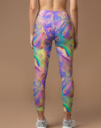 Colorful holographic abstract wavy water ripples leggings