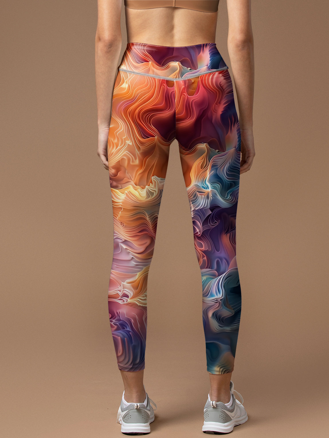 Abstract flowing lines bright colors leggings