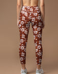 Hawaiian hibiscus brown leggings