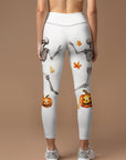 Halloween skeleton dancing pumpkin leggings