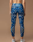 Blue retro pattern of mandalas leggings