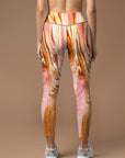 Abstract pink gilt water ripple leggings