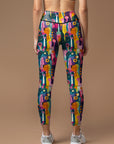 Colorful and playful abstract forest illustration leggings