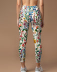 Hand painted wildflowers seamless leggings