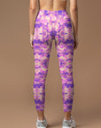 Abstract purple graffiti sequin leggings