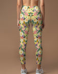 Abstract watercolor flowers yellow leggings