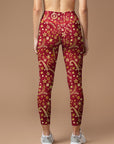 Golden christmas decoration elements pattern leggings