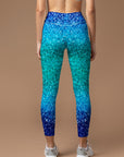 Blue light glitter gradient leggings