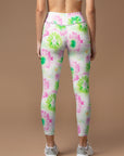 Colorful green pink tie dye seamless leggings