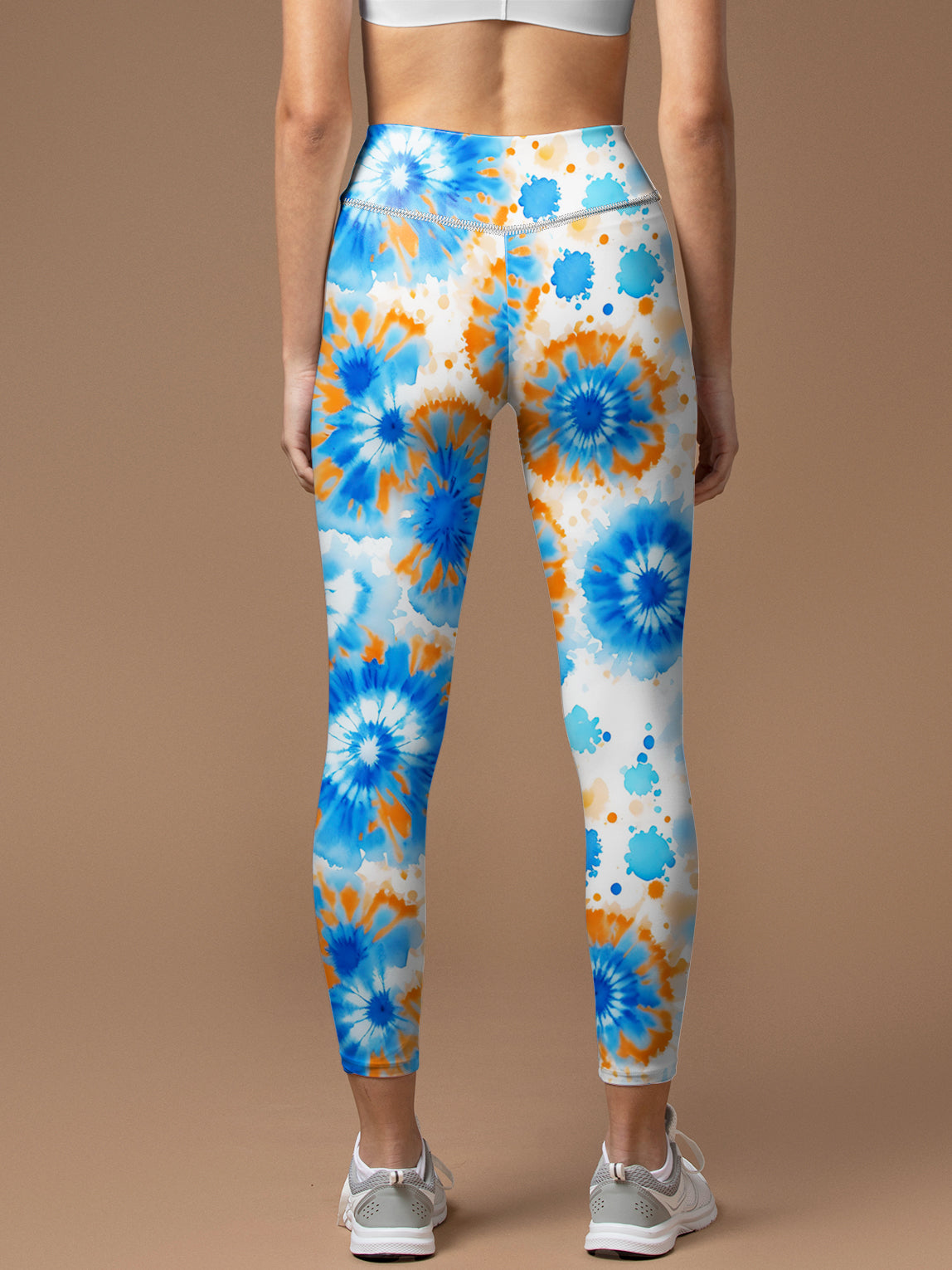 Colorful blue swirl tie dye leggings