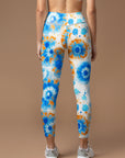 Colorful blue swirl tie dye leggings