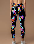 Cartoon drawing colorful skateboard leggings