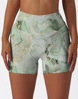 Gilt water ripple gold green marble print shorts