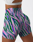 Geometry abstract green stripe shorts