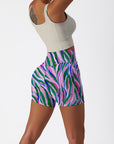 Geometry abstract green stripe shorts